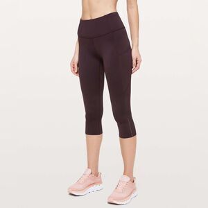 Lululemon Fast Crop Leggings 19" Nulux Plum Shadow Size 4